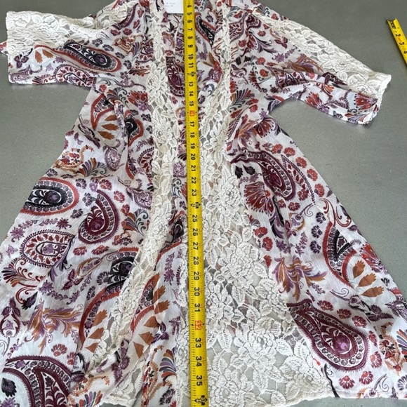 🌟SOLD American Eagle Outfitters kimono duster 3/$25 sheer PAISLEY BoHo FLORAL L - Picture 9 of 14